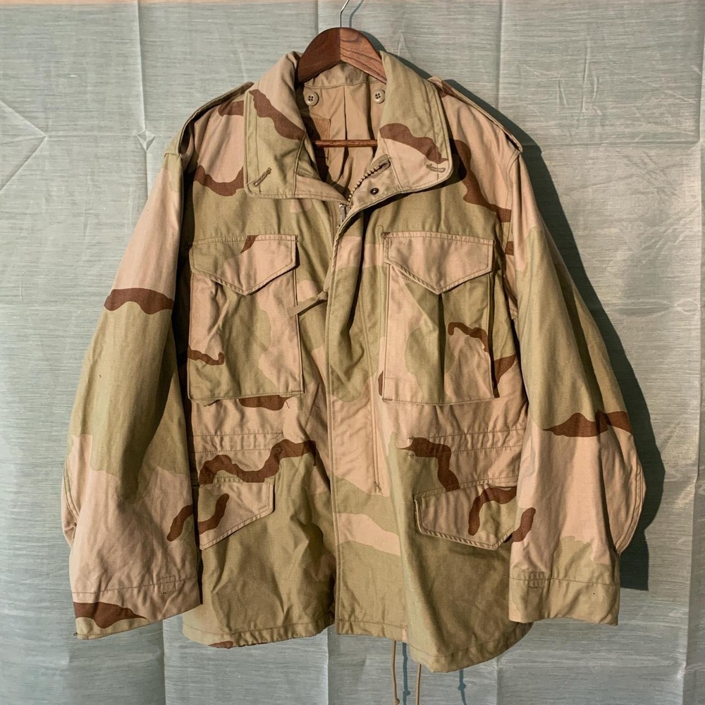 US Army Vintage Desert Camo Field Jacket Cold Weather Khaki Medium Short